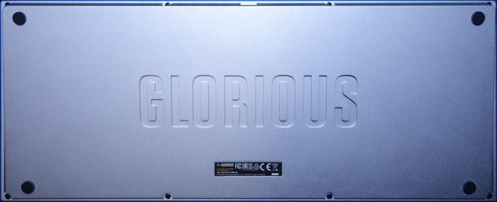 Bottom view (silver, engraved with GLORIOUS wordmark)